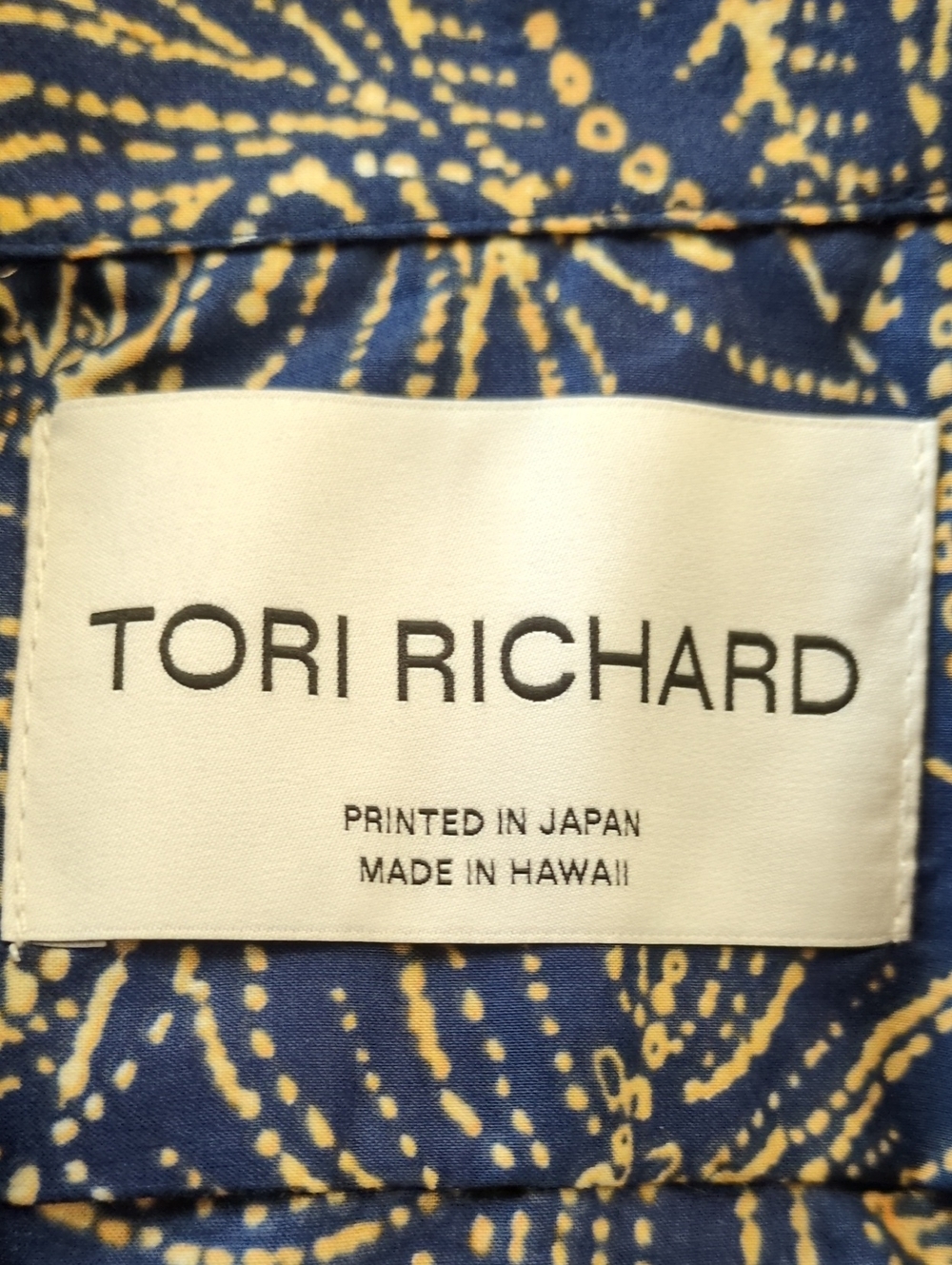 Tori Richard Dotanicals Cotton Lawn Shirt Navy and Yellow Size Large - Picture 5 of 12
